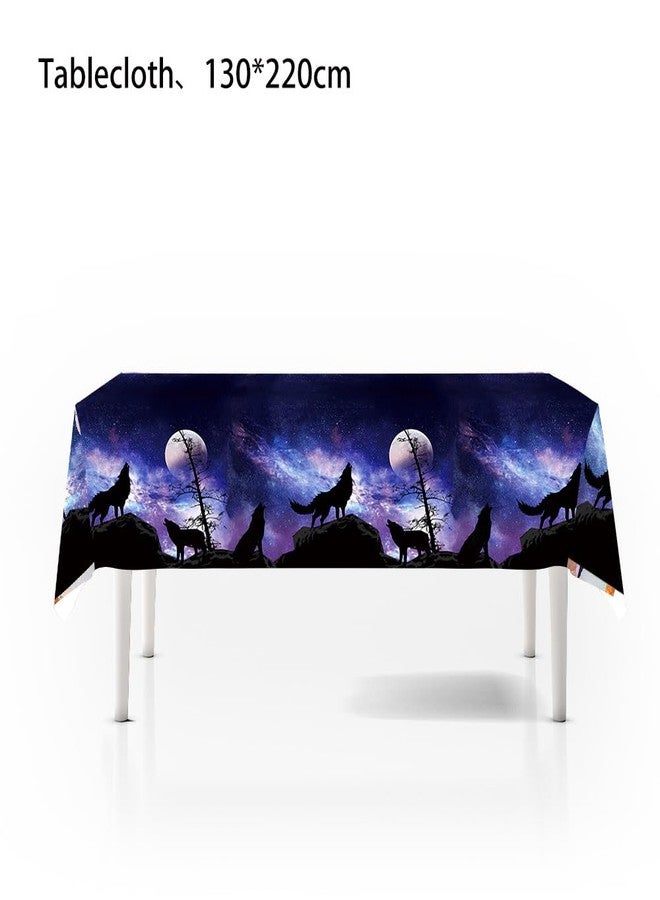Bolsome 95Pcs Wolf Party Supplies Serves for 10 Guests, Wolf Plates Napkins Paper Cups Tablecloth Banner Balloons Cake Toppers for Boys Girls for Galaxy Wolf Birthday Party Decorations - Image 3